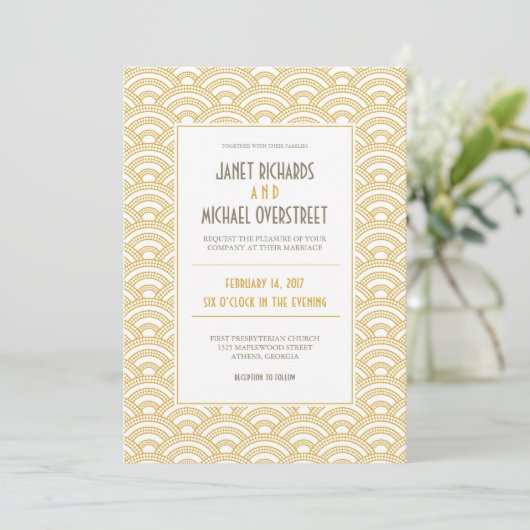 Art Deco Pattern Wedding Invitation Kaart (Staand voorkant)