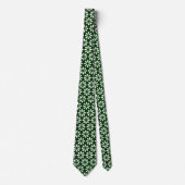 Art Deco Pattern - White on Dark Green 003300 Stropdas (Voorkant)