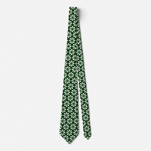 Art Deco Pattern - White on Dark Green 003300 Stropdas (Voorkant)
