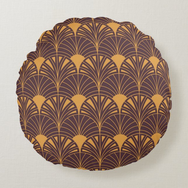 Art Deco pattern with fan-shaped motifs  Rond Kussen (Voorkant)