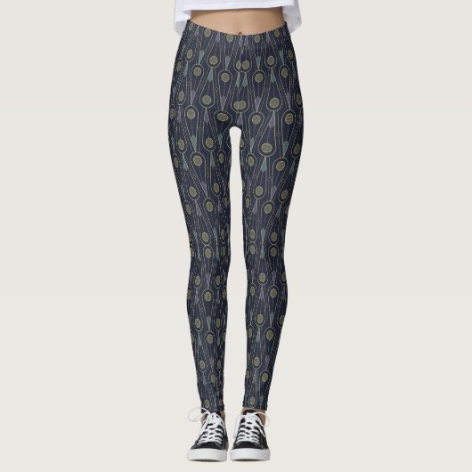 Art Deco pattern with geometric shapes in gold Leggings (Voorkant)