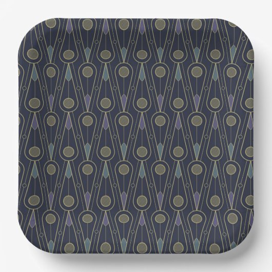 Art Deco pattern with geometric shapes in gold Papieren Bordje (Voorkant)