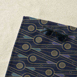 Art Deco pattern with geometric shapes in gold Strandlaken