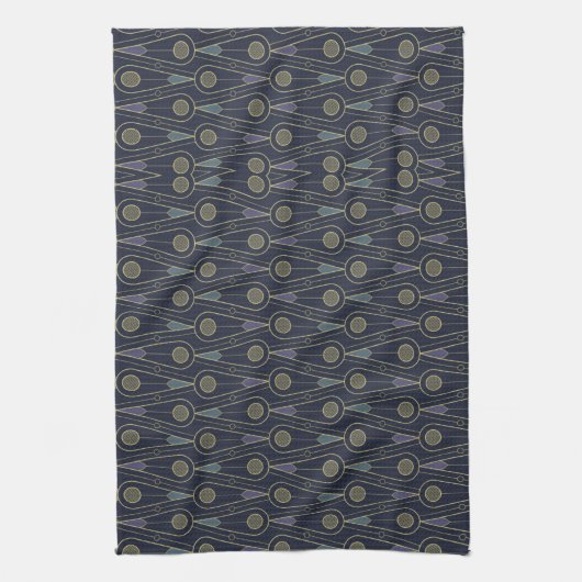 Art Deco pattern with geometric shapes in gold Theedoek (Verticaal)