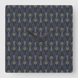 Art Deco pattern with geometric shapes in gold Vierkante Klok