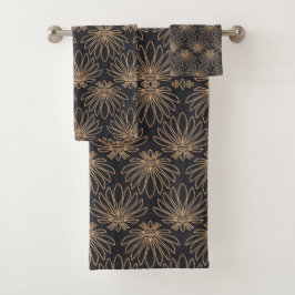 Art Deco pattern with gold floral motifs  Bad Handdoek