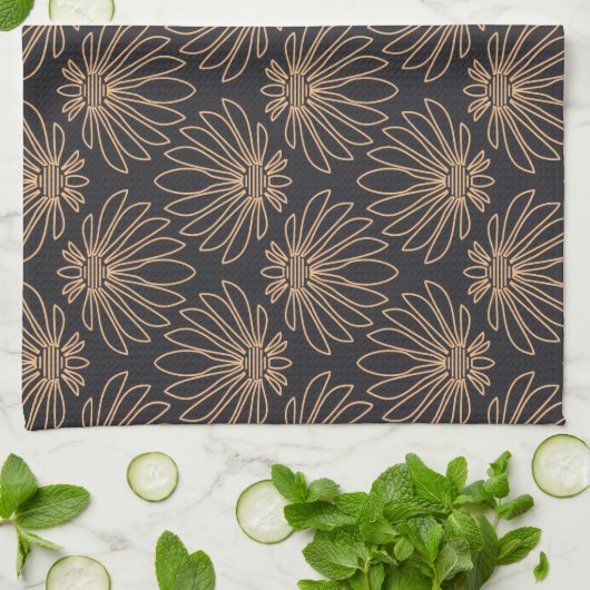 Art Deco pattern with gold floral motifs  Theedoek (Gevouwen)