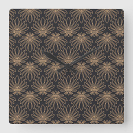 Art Deco pattern with gold floral motifs  Vierkante Klok