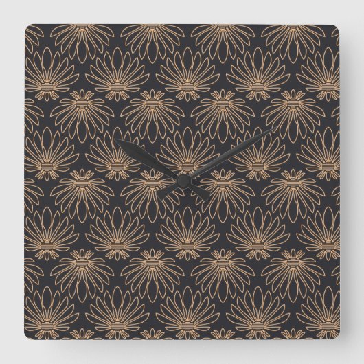 Art Deco pattern with gold floral motifs  Vierkante Klok (Voorkant)