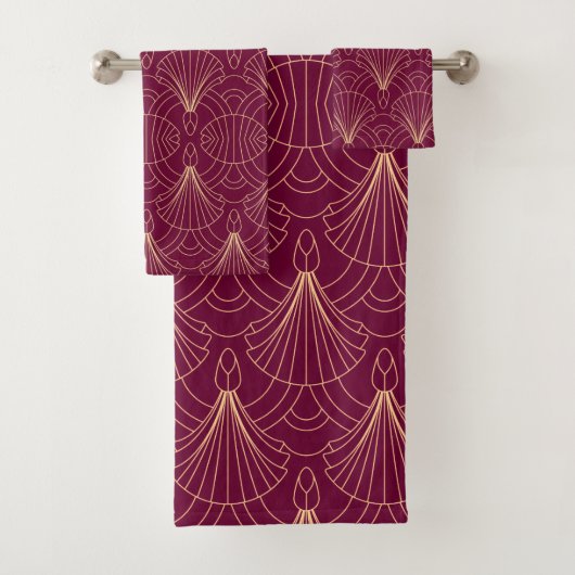 Art Deco pattern with gold geometric fan motifs  Bad Handdoek (Insitu)