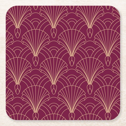 Art Deco pattern with gold geometric fan motifs  Kartonnen Onderzetters (Voorkant)