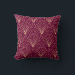 Art Deco pattern with gold geometric fan motifs Kussen<br><div class="desc">Art Deco pattern with gold geometric fan motifs on a maroon background, creating an elegant, symmetrical design with vintage sophistication.</div>