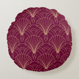 Art Deco pattern with gold geometric fan motifs  Rond Kussen