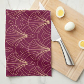 Art Deco pattern with gold geometric fan motifs  Theedoek (Quarter Fold)