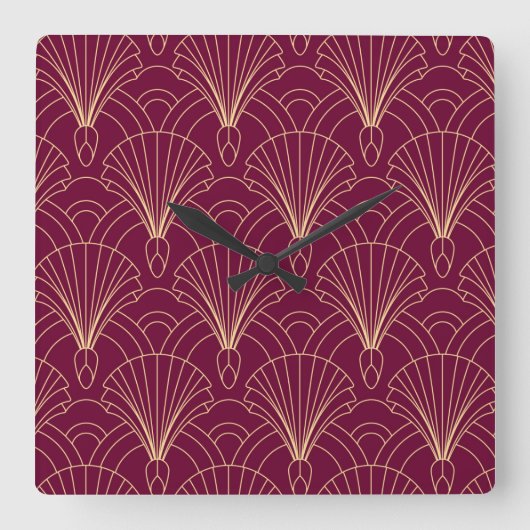 Art Deco pattern with gold geometric fan motifs  Vierkante Klok (Voorkant)