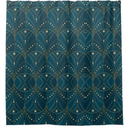 Art Deco pattern with gold geometric shapes Douchegordijn (Voorkant)