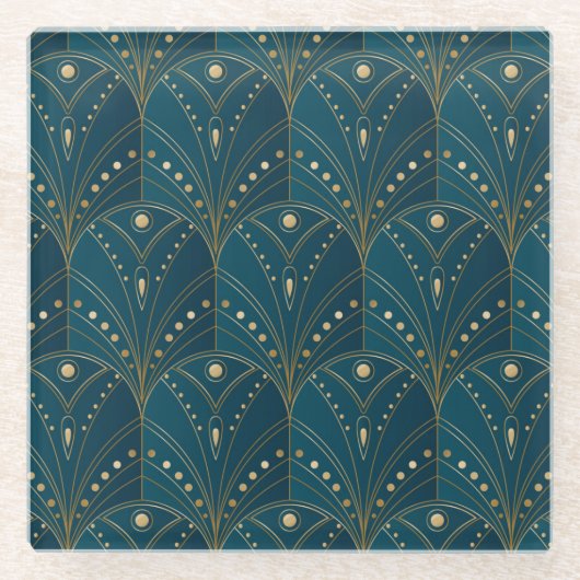Art Deco pattern with gold geometric shapes Glazen Onderzetter (Voorkant)