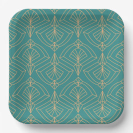 Art Deco pattern with gold geometric shapes  Papieren Bordje