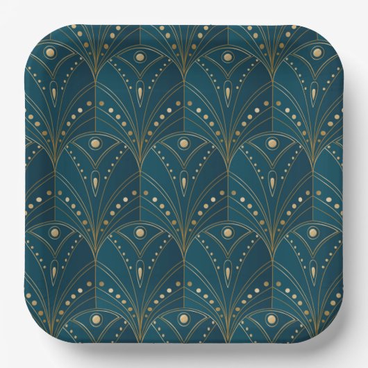 Art Deco pattern with gold geometric shapes Papieren Bordje (Voorkant)