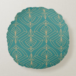 Art Deco pattern with gold geometric shapes  Rond Kussen