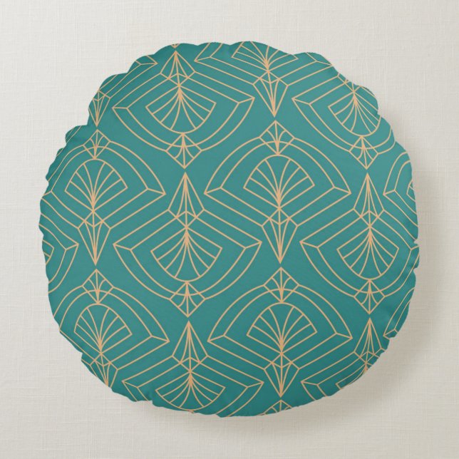 Art Deco pattern with gold geometric shapes  Rond Kussen (Voorkant)