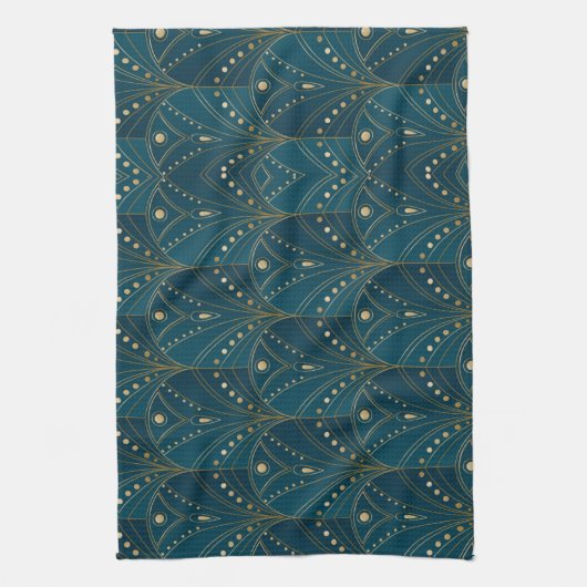Art Deco pattern with gold geometric shapes Theedoek (Verticaal)