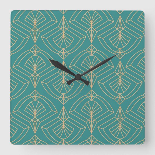 Art Deco pattern with gold geometric shapes  Vierkante Klok (Voorkant)