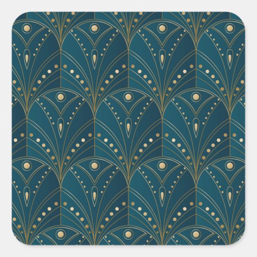 Art Deco pattern with gold geometric shapes Vierkante Sticker (Voorkant)