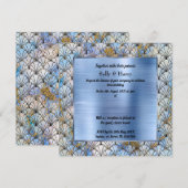ART DECO PATTERNED BLUE WEDDING INVITATION KAART (Voorkant / Achterkant)