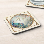 Art Deco Pauw 50e Jubileum Elegante Bloemen Bier Onderzetter (Linkerzijde)