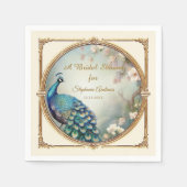 Art Deco Pauw Elegant Flower Vrijgezellenfeest Servet (Voorkant)