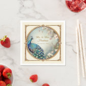 Art Deco Pauw Elegante Bloemboom Huwelijk Servet (Insitu)