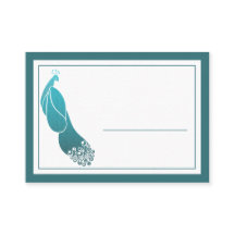 Art Deco Pauw in Blauwgroen Place Card Visitekaart