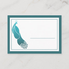 Art Deco Pauw in Blauwgroen Place Card Visitekaart Plaatskaartje