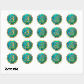 Art Deco Pauw Monogram 3 Goud Ronde Sticker (Vel)