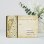 Art Deco Pauw RSVP Kaartje (Staand voorkant)