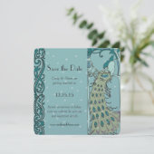 Art Deco Pauw Save the Date Uitnodigingen (Staand voorkant)