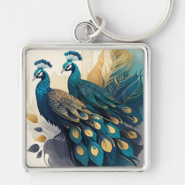 Art Deco Pauw Sleutelhanger