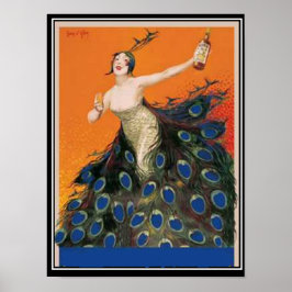 Art Deco pauwemeisje Vintage Poster