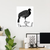 Art Deco Pauwie Bird Animal Illustration Poster (Thuiskantoor)