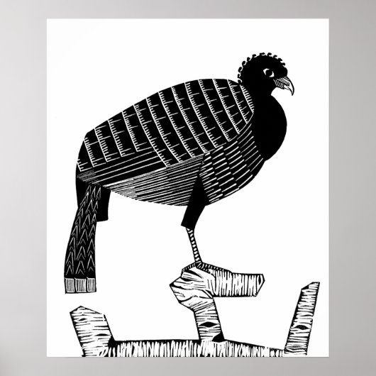 Art Deco Pauwie Bird Animal Illustration Poster (Voorkant)