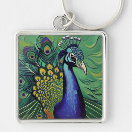 Art Deco Pauwssleutelhanger Sleutelhanger