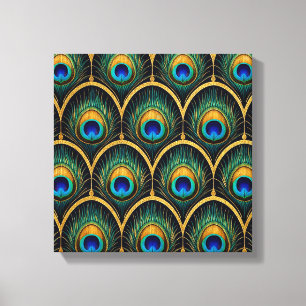 Art Deco Pauwveer Geometrische Kunstwerk Canvas Afdruk