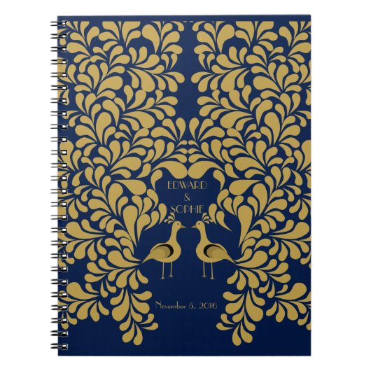 Art Deco peace-ock 1920 Wedding-gastenboek Notitieboek (Voorkant)