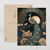 Art Deco Peacock Briefkaart (Voorkant / Achterkant)