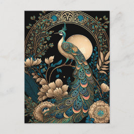 Art Deco Peacock Briefkaart