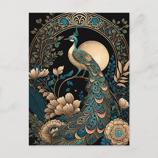 Art Deco Peacock Briefkaart (Voorkant)