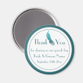 Art Deco Peacock Dank u bruiloft gunst magneet (Voorkant / Achterkant)