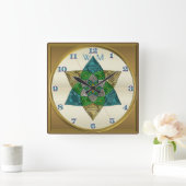 Art Deco Peacock-doether Geïnspireerd Mandala Mono Vierkante Klok (Huis)