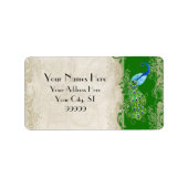 Art Deco Peacock Emerald Groen Overeenkomende Verz Etiket (Voorkant)